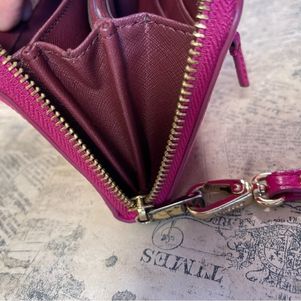 Fossil Sydney Zip Around Phone Wallet Leather Wristlet Organizer Brown